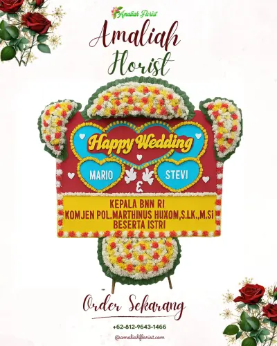 Karangan Papan Bunga Pernikahan di Serut